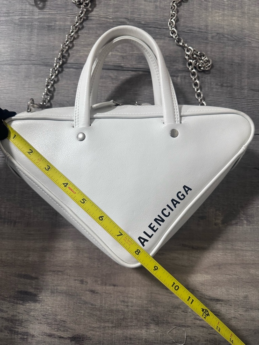 34-26 Balenciaga Triangle Chain Duffle Calfskin Leather Shoulder Bag - Picture 10 of 14